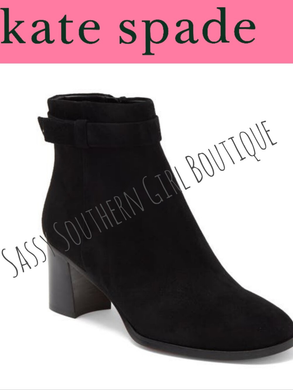 🆕⭐Kate Spade Black Suede Ankle Boot